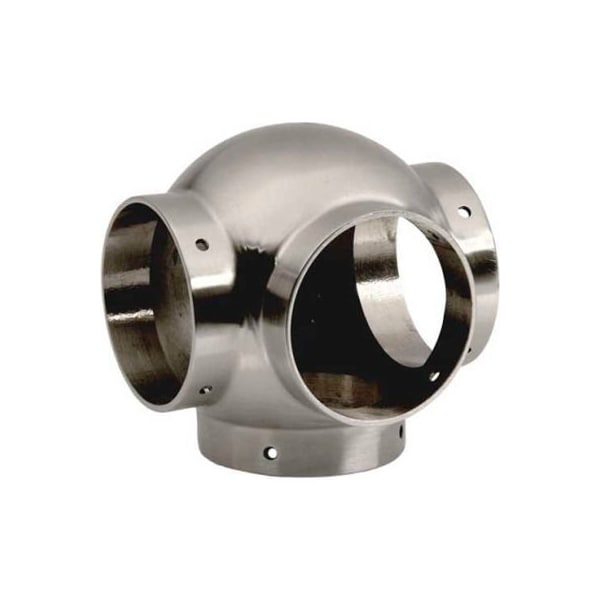 Lavi Industries Ball Tee, Side Outlet, for 1.5" Tubing, Satin Stainless Steel 44-705/1H - main